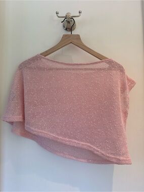 SHEIN Light Pink Knit Asymmetrical Crop Sweater